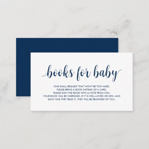 Books for the baby Modern Cute Navy Blue Script Enclosure Card
