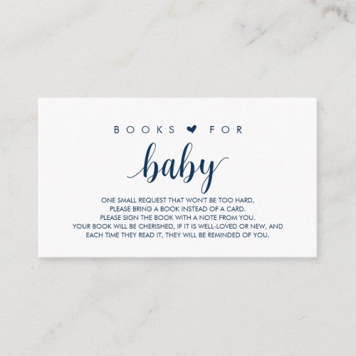 Books for the baby Modern Cute Navy Blue Script Enclosure Card