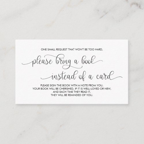 Books for the baby Modern Hand Lettered Black Enclosure Card