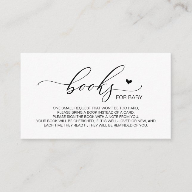 Books for the baby, Modern Luxury Black Script Enclosure Card (Front)