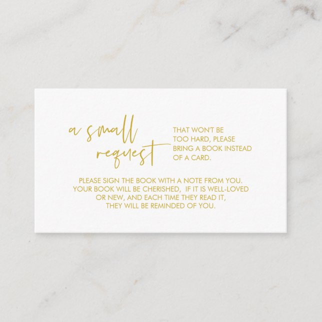 Books for the baby, Modern Minimal Gold Font Enclosure Card (Front)