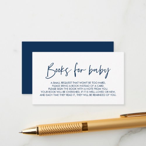 Books for the baby Modern Minimal Navy Blue Enclosure Card