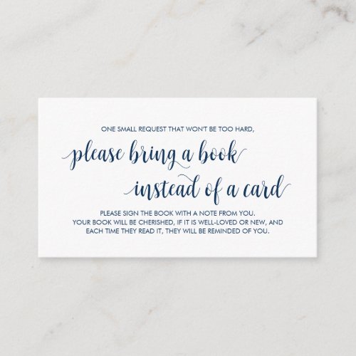 Books for the baby Modern Rustic Navy Blue Script Enclosure Card