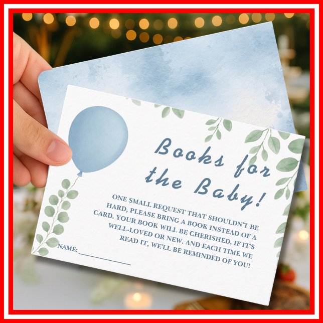 Books For The Baby Shower Game Balloon Eucalyptus Enclosure Card (Creator Uploaded)