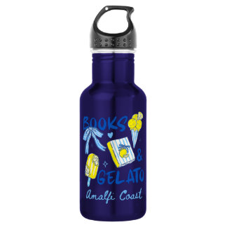 Books & Gelato Amalfi Coast Retro Italy Lover Stainless Steel Water Bottle