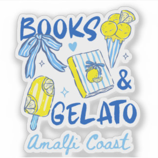 Books & Gelato Amalfi Coast Retro Italy Lover Sticker