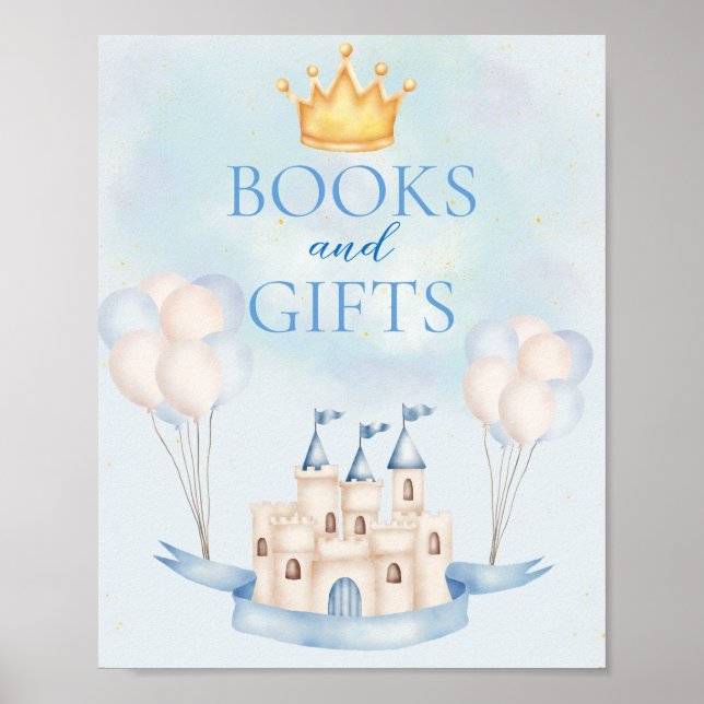 Books & Gifts FairyTale Castle Crown Balloon Party Poster (Front)