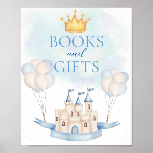 Books & Gifts FairyTale Castle Crown Balloon Party Poster (Front)