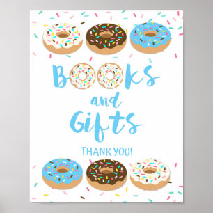 Books & Gifts Shower Table Sign Blue Donuts