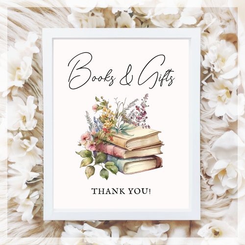 Books  Gifts Sign  Book Theme Baby Shower Poster