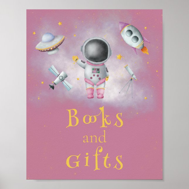 Books & Gifts Space Astronaut girl rockets stars P Poster (Front)