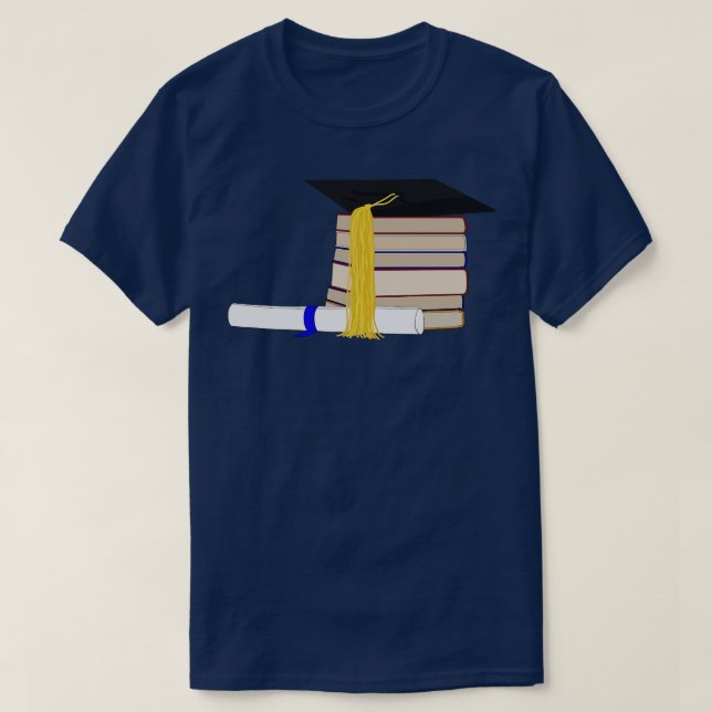 Books Graduate Cap and Certificate T-Shirt (Design Front)