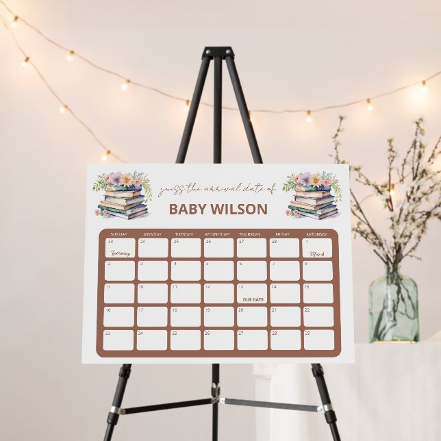 Books Guess Baby Arrival Date Baby Shower Game Foam Board (In Situ (Stand))