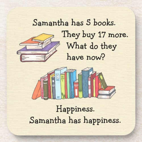 Books  Happiness Love to Read Beverage Coaster