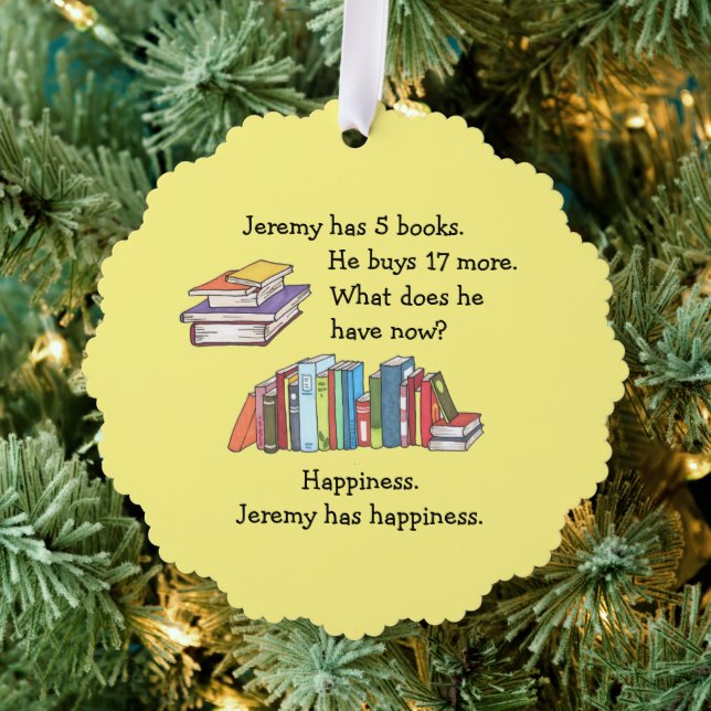 Books = Happiness, Love to Read Ornament Card (Insitu (Tree))