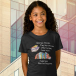 Books = Happiness, Love to Read T-Shirt<br><div class="desc">It's a simple math problem. Person A has 5 books. They buy 17 more books. What do they have now? Happiness. Person A has happiness. Any book lover, any reading enthusiast who loves to read (!) knows this, deep in her/his/their bones. This t-shirt is illustrated with a colorful stack of...</div>