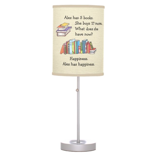 Books = Happiness, Love to Read Table Lamp (Front)