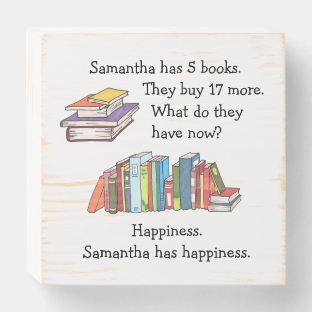 Books = Happiness, Love to Read Wooden Box Sign (Front Horizontal)
