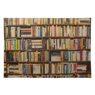 Books in a library pattern cloth placemat
