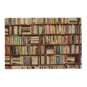 Books in a library pattern placemat