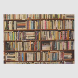 Books in a library pattern tissue paper