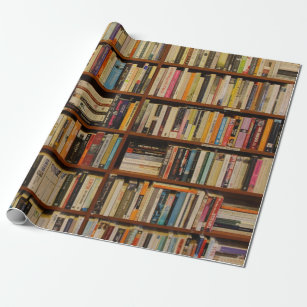 Library Themed Wrapping Paper Card Catalog Gift Wrap Book 