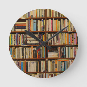 Books in the library round clock