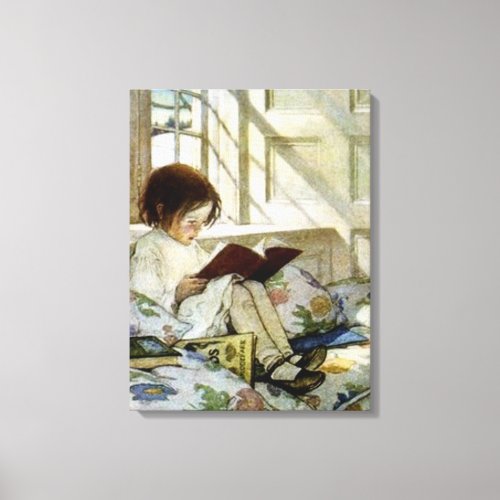 Books in Winter by Jessie Willcox Smith Canvas Print