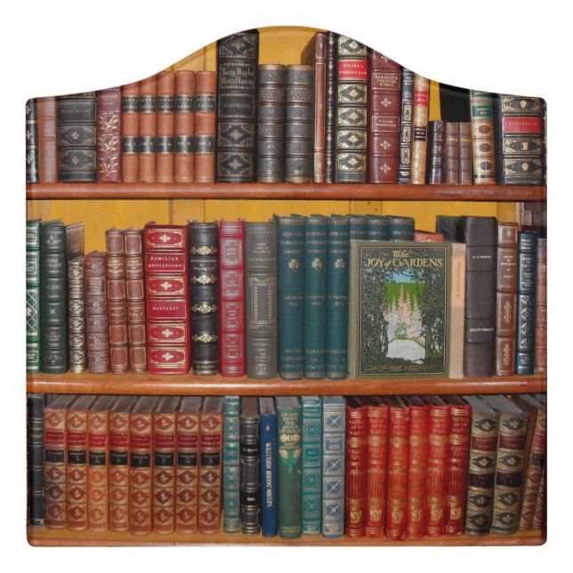 books library bookshelf bookshop door sign (Large Crest Front)