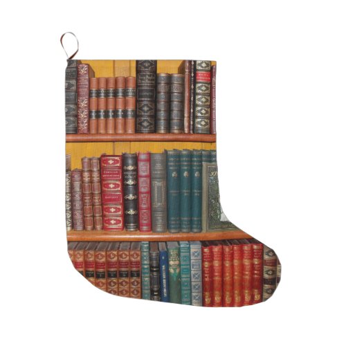 books library bookshelf bookshop large christmas stocking