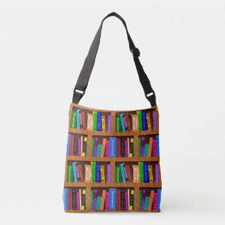 Books Library Bookshelf Pattern for Readers Crossbody Bag
