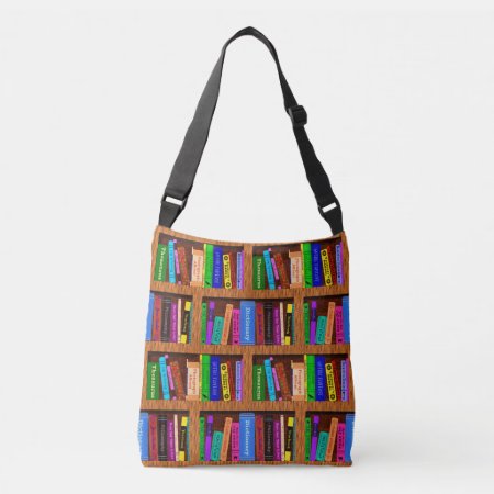 Books Library Bookshelf Pattern For Readers Crossbody Bag