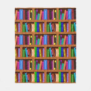 Books Library Bookshelf Pattern for Readers Fleece Blanket