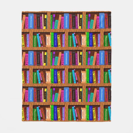 Books Library Bookshelf Pattern for Readers Fleece Blanket