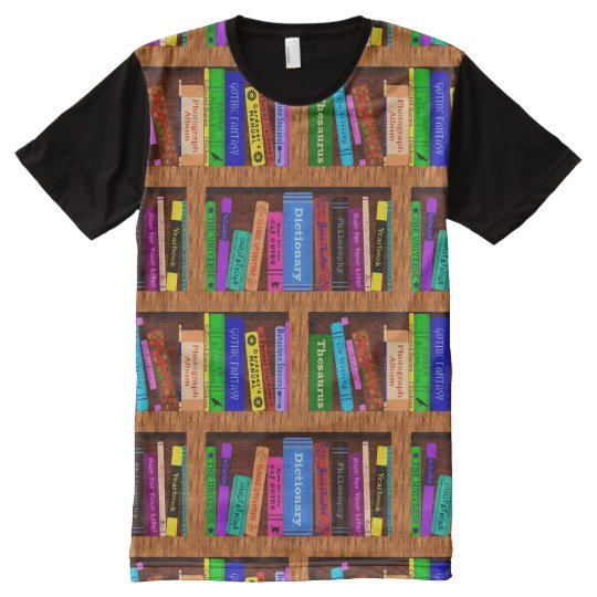 Books Library Bookshelf Pattern Readers All-Over-Print Shirt | Zazzle.com