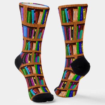 Books Library Bright Bookshelf Pattern For Readers Socks by BookParadise at Zazzle