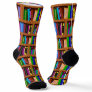 Books Library Bright Bookshelf Pattern for Readers Socks