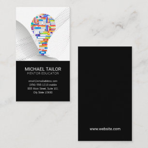 Books Light Bulb Logo Education Business Card