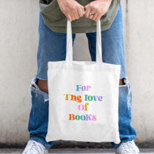 Books lover reading colorful typography modern tote bag