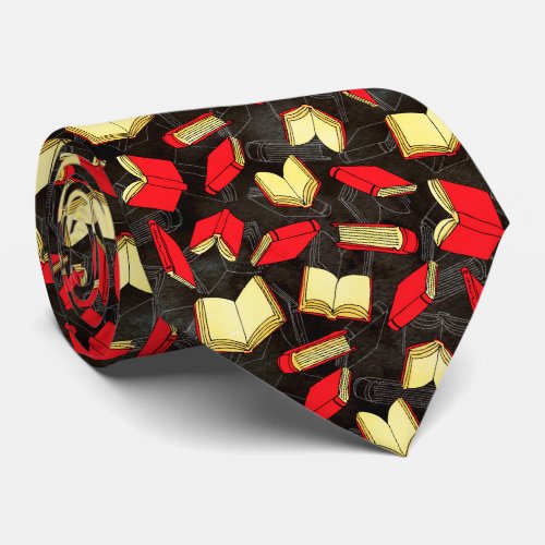Books Lovers Black and Red Pattern Neck Tie