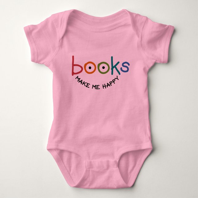 Books Make Me Happy Baby Bodysuit (Front)