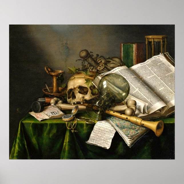 Books, Manuscripts, and Skull Poster (Front)
