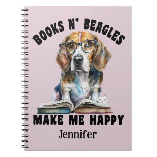 Books n Beagles  Spiral Photo Notebook