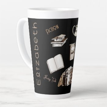 Books N Tea Personalized Avid Reader Latte Mug by holiday_store at Zazzle