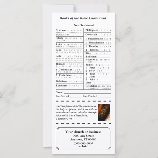 Books of the Bible check off list (Back)