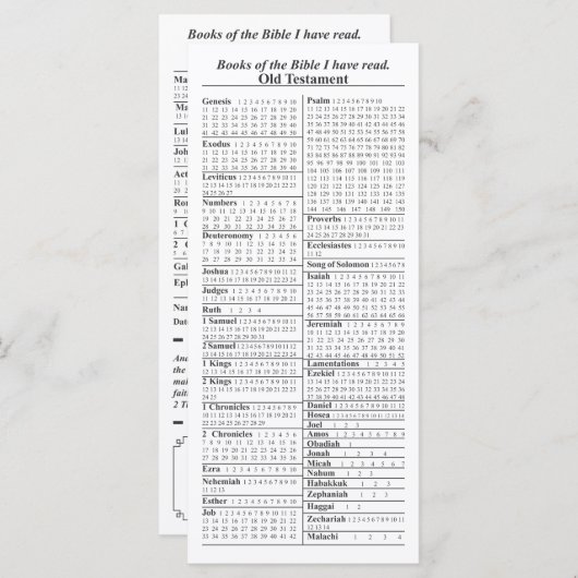 Books of the Bible check off list (Front/Back)