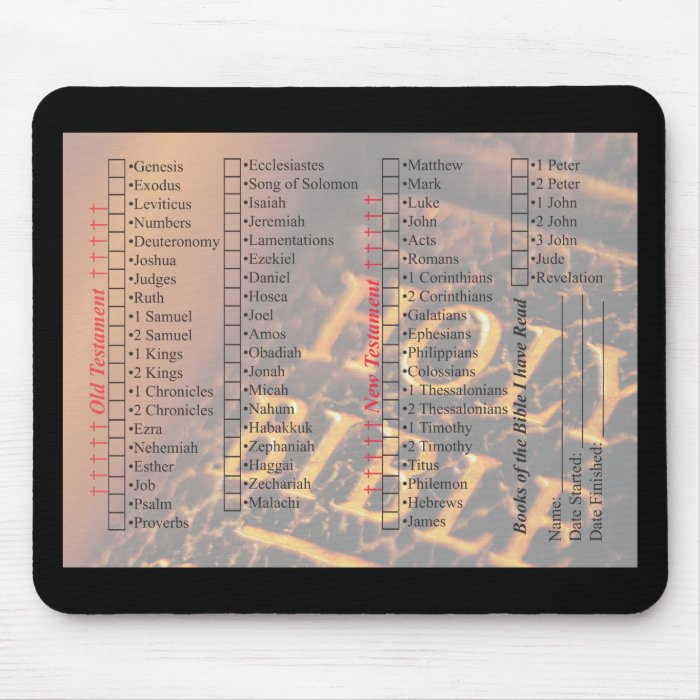 Books of the Bible check off list Mousepad