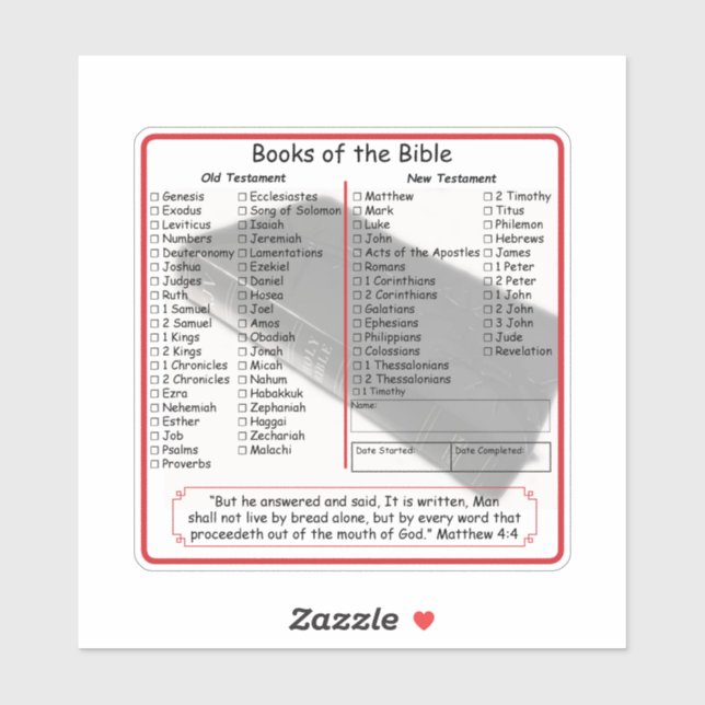 Books of the Bible Check off Sticker (Sheet)