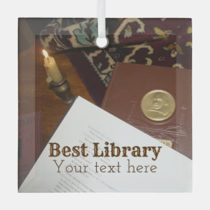 Books of the last century glass ornament