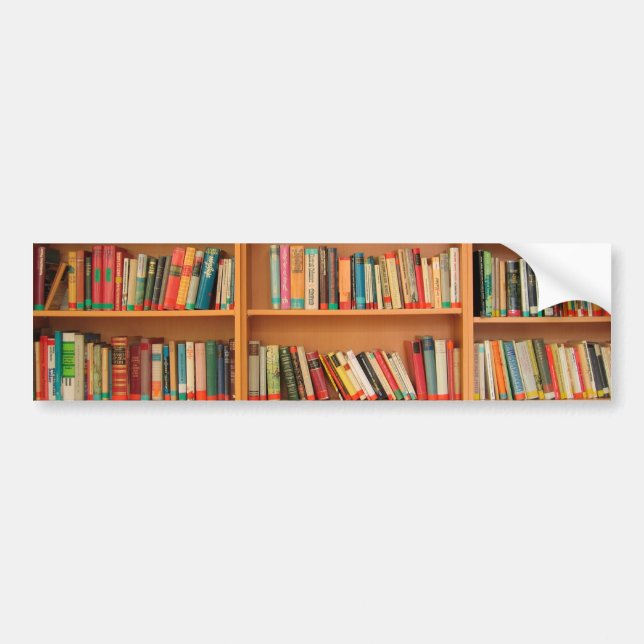 Books on Bookshelf Background Bumper Sticker (Front)